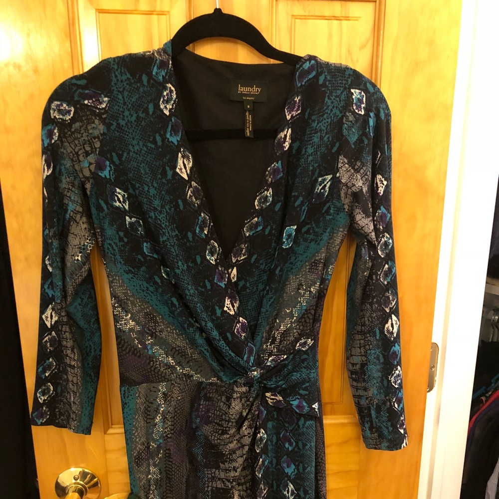 Shelli Segal snake skin pattern wrap dress